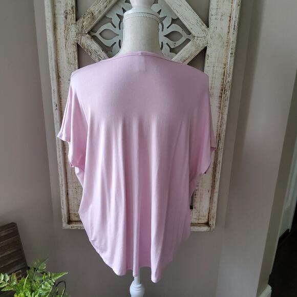 Cy Fashion Women's Deep V-Neck Surplice Criss Cross Top in Baby Pink Blush - Picture 3 of 11